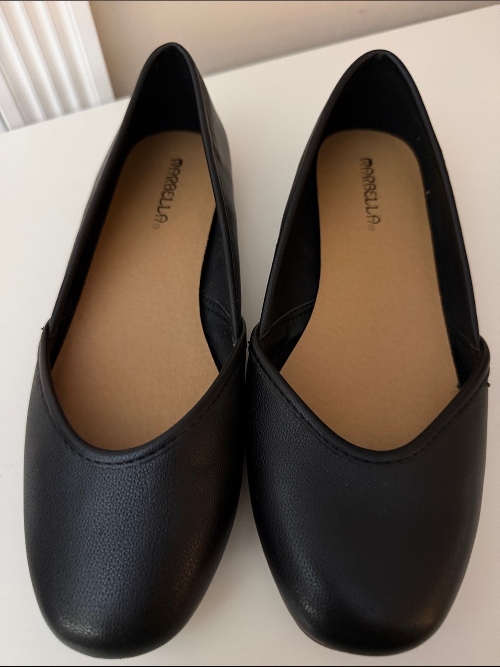 MARELLA Black Leather-Look Women’s Ballet Flats 7W